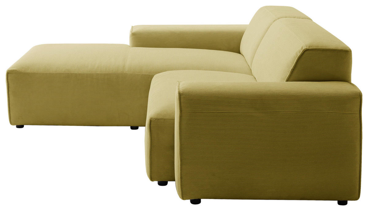 ECKSOFA in Cord Gelb, Grün  - Gelb/Schwarz, Design, Kunststoff/Textil (189/230cm) - Pure Home Lifestyle