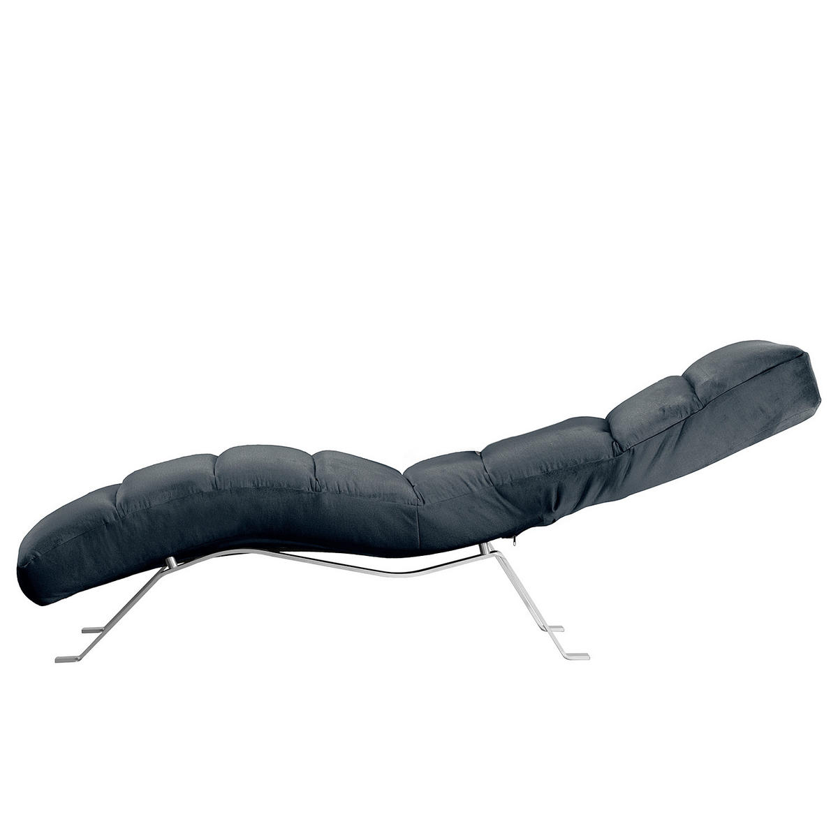 RELAXLIEGE in Samt Dunkelblau  - Silberfarben/Dunkelblau, Design, Textil/Metall (65/65-95/171cm) - Livetastic