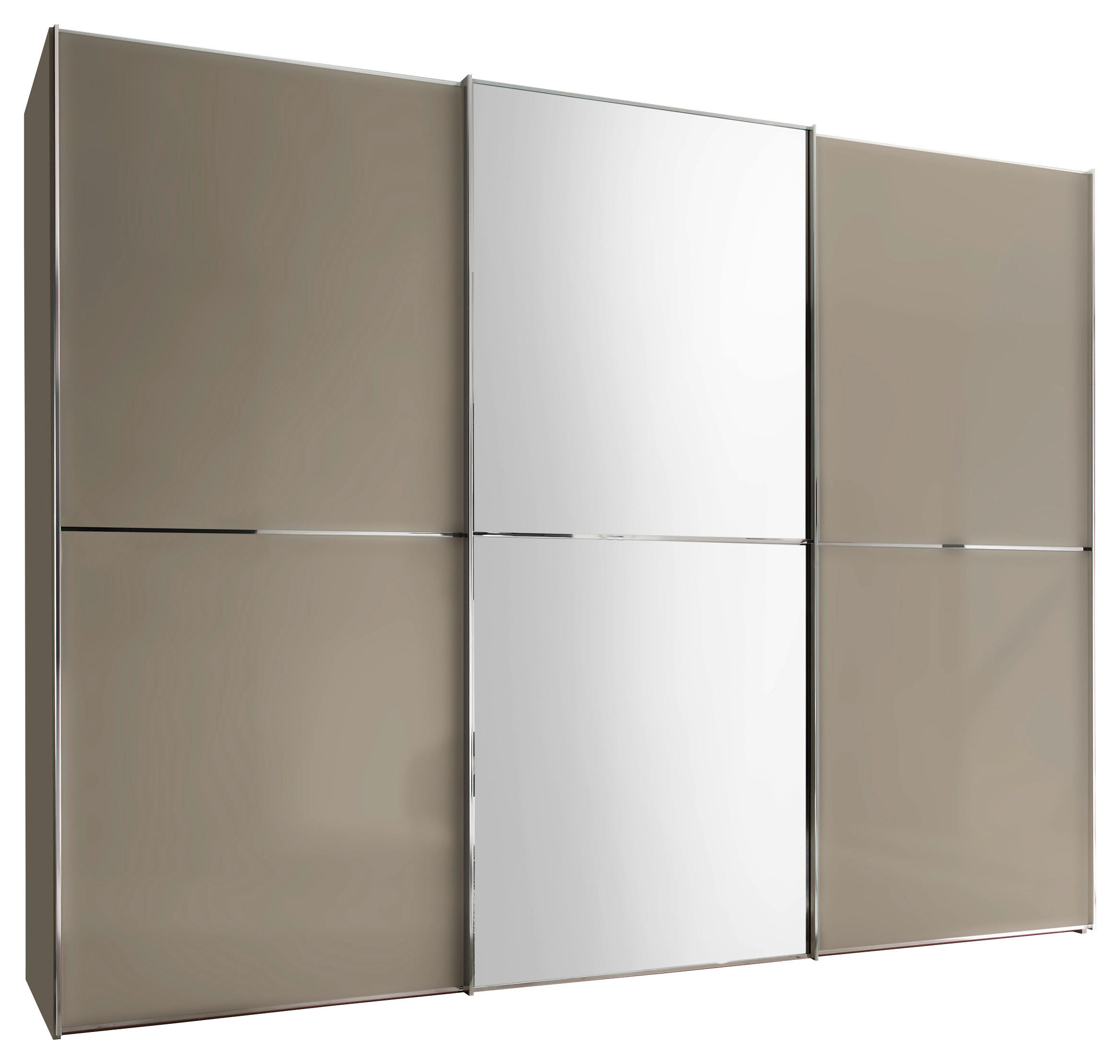 SCHWEBETÜRENSCHRANK 3-türig Sandfarben  - Sandfarben/Chromfarben, Design, Glas/Holzwerkstoff (249/240/68cm) - Moderano