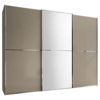 SCHWEBETÜRENSCHRANK 3-türig Sandfarben  - Sandfarben/Chromfarben, Design, Glas/Holzwerkstoff (249/240/68cm) - Moderano