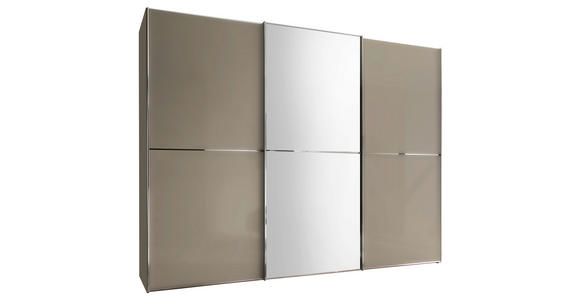 SCHWEBETÜRENSCHRANK 298/240/68 cm 3-türig Sandfarben  - Sandfarben/Chromfarben, Design, Glas/Holzwerkstoff (298/240/68cm) - Moderano
