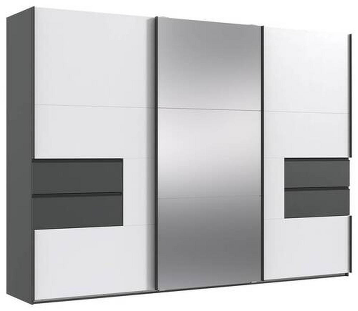SKRIŇA S POS. DVER. – HOR.VED, grafitová, biela, 300/216/65 cm - čierna/biela, Modern, kov/kompozitné drevo (300/216/65cm) - MID.YOU