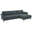 ECKSOFA  in Chenille, Flachgewebe Blau  316/175 cm  - Blau/Schwarz, Design, Textil/Metall (316/175cm) - Dieter Knoll