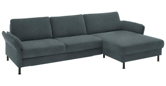 ECKSOFA  in Chenille, Flachgewebe Blau  316/175 cm  - Blau/Schwarz, Design, Textil/Metall (316/175cm) - Dieter Knoll