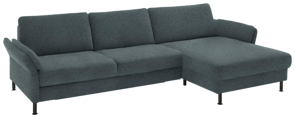 ECKSOFA  in Chenille, Flachgewebe Blau  316/175 cm  - Blau/Schwarz, Design, Textil/Metall (316/175cm) - Dieter Knoll