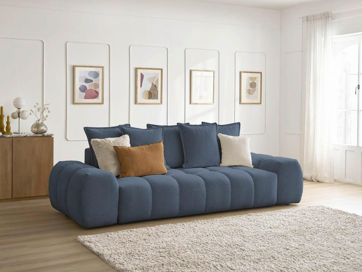 SCHLAFSOFA EVEREST  mit Armteil links, Armteil rechts Flachgewebe Dunkelblau  - Schwarz/Dunkelblau, MODERN, Kunststoff/Textil (278/115/90cm) - Livetastic