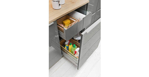 EINBAUKÜCHE - Eichefarben/Grau, Design, Holzwerkstoff - Dieter Knoll