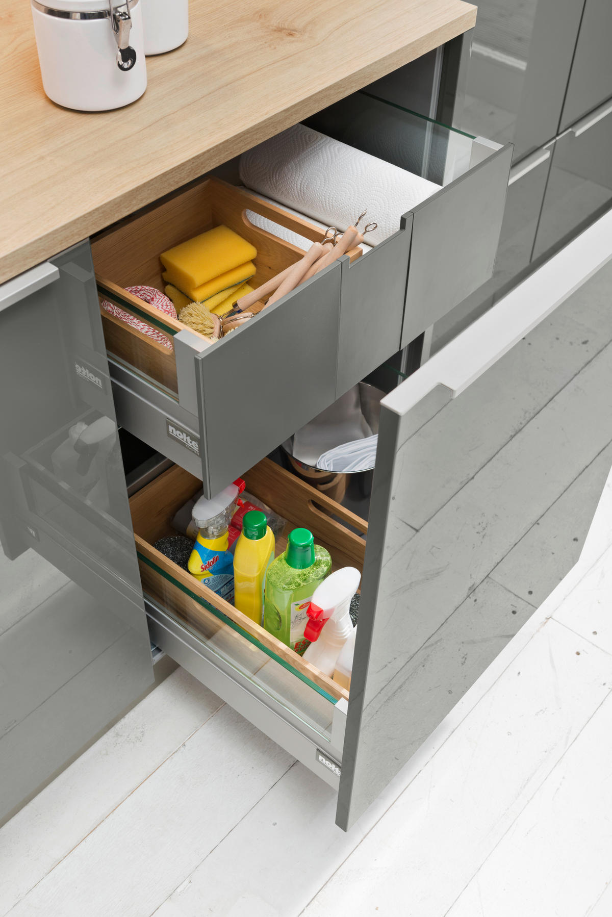 EINBAUKÜCHE LUX  - Eichefarben/Grau, Design, Holzwerkstoff - Nolte Küchen