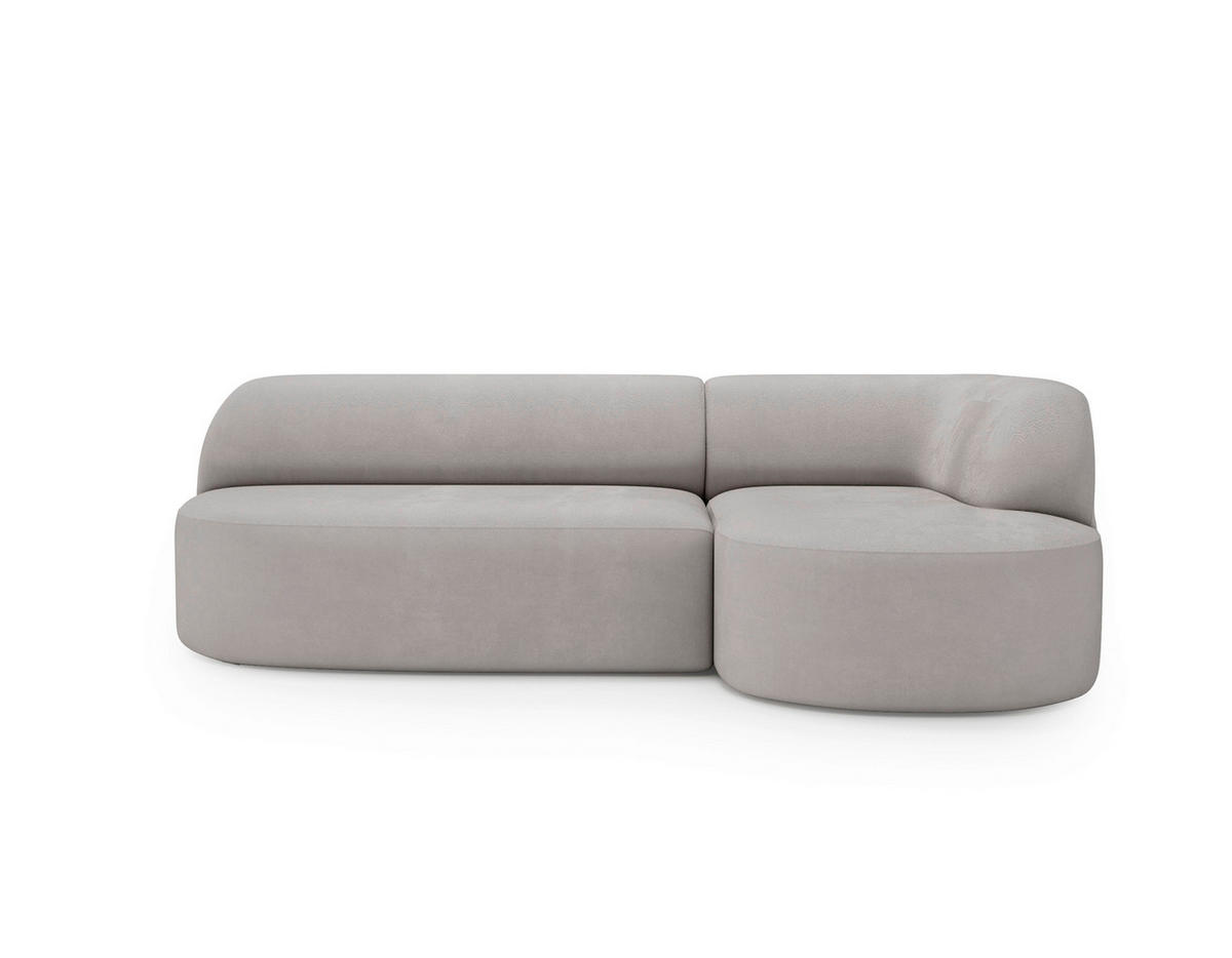 ECKSOFA LEILA in Chenille Hellgrau  218/156 cm  - Hellgrau/Schwarz, Design, Kunststoff/Textil (218/156cm) - Livetastic