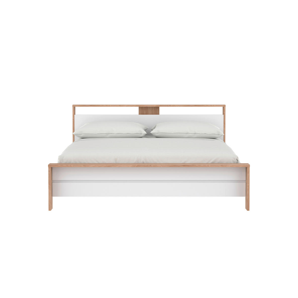 BETT 180/200 cm  in Eichefarben, Weiß  - Eichefarben/Weiß, KONVENTIONELL (180/200cm) - Boxxx