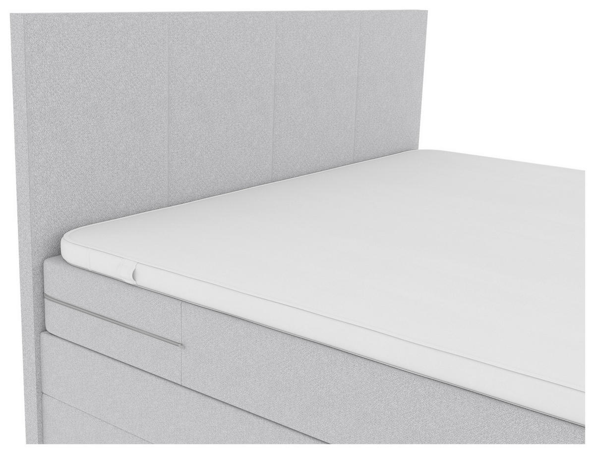 BOXSPRINGBETT 200/200 cm,  in Hellgrau, Bettkasten, Topper, Matratzen, H3 = fest  - Chromfarben/Hellgrau, KONVENTIONELL, Kunststoff/Textil (200/200cm) - Boxxx