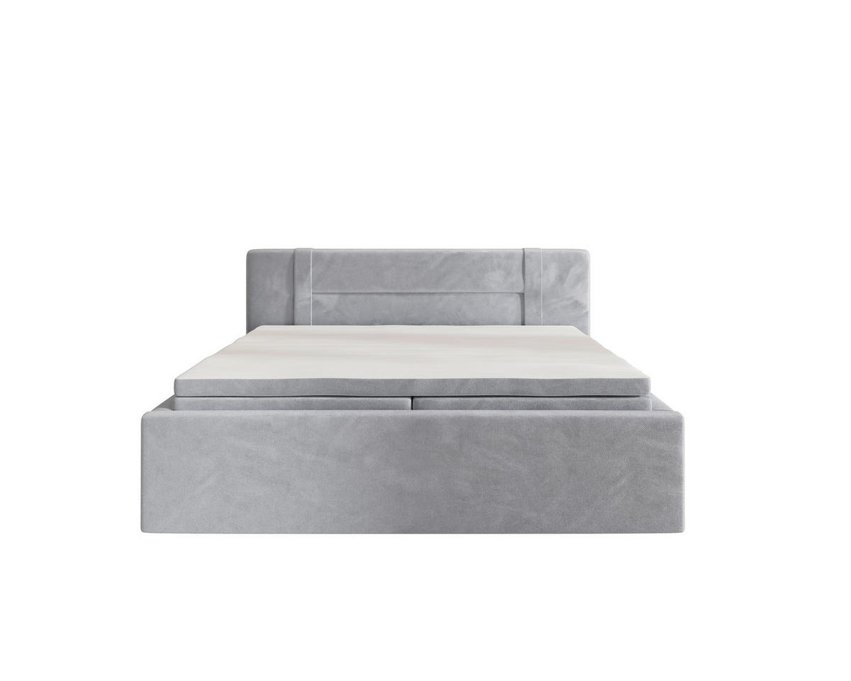BOXBETT 180/200 cm,  in Grau, Bettkasten, Topper, H2 = mittel  - Grau, MODERN, Textil (180/200cm) - MID.YOU