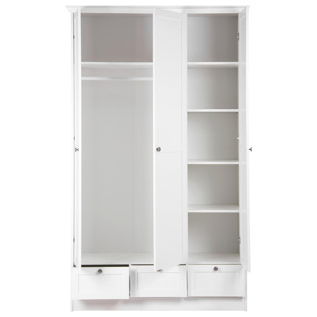 Thumbnail - Mid.you Drehtürenschrank, Weiß, Metall, 5 Fächer, 3 Schubladen, 120x200x51 cm, Blauer Engel, BQ - Bündnis für Qualität, ...