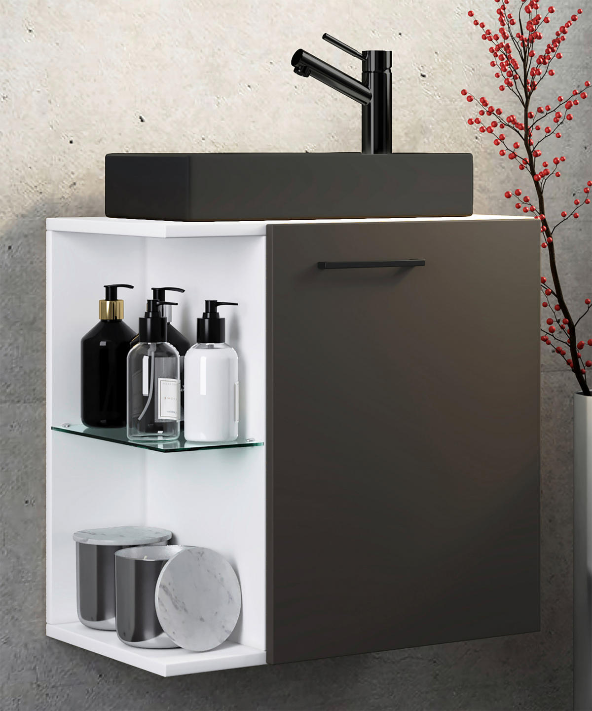 WASCHTISCHKOMBI 52 cm  - Weiss/Anthrazit, Modern, Glas/Keramik (52cm) - MID.YOU
