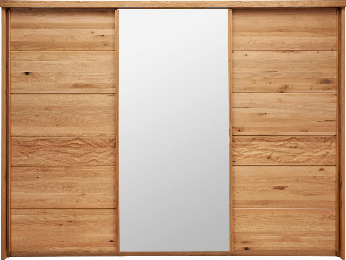 SCHWEBETÜRENSCHRANK 285/216/70 cm 3-türig Eichefarben  - Eichefarben, KONVENTIONELL, Glas/Holz (285/216/70cm) - Linea Natura