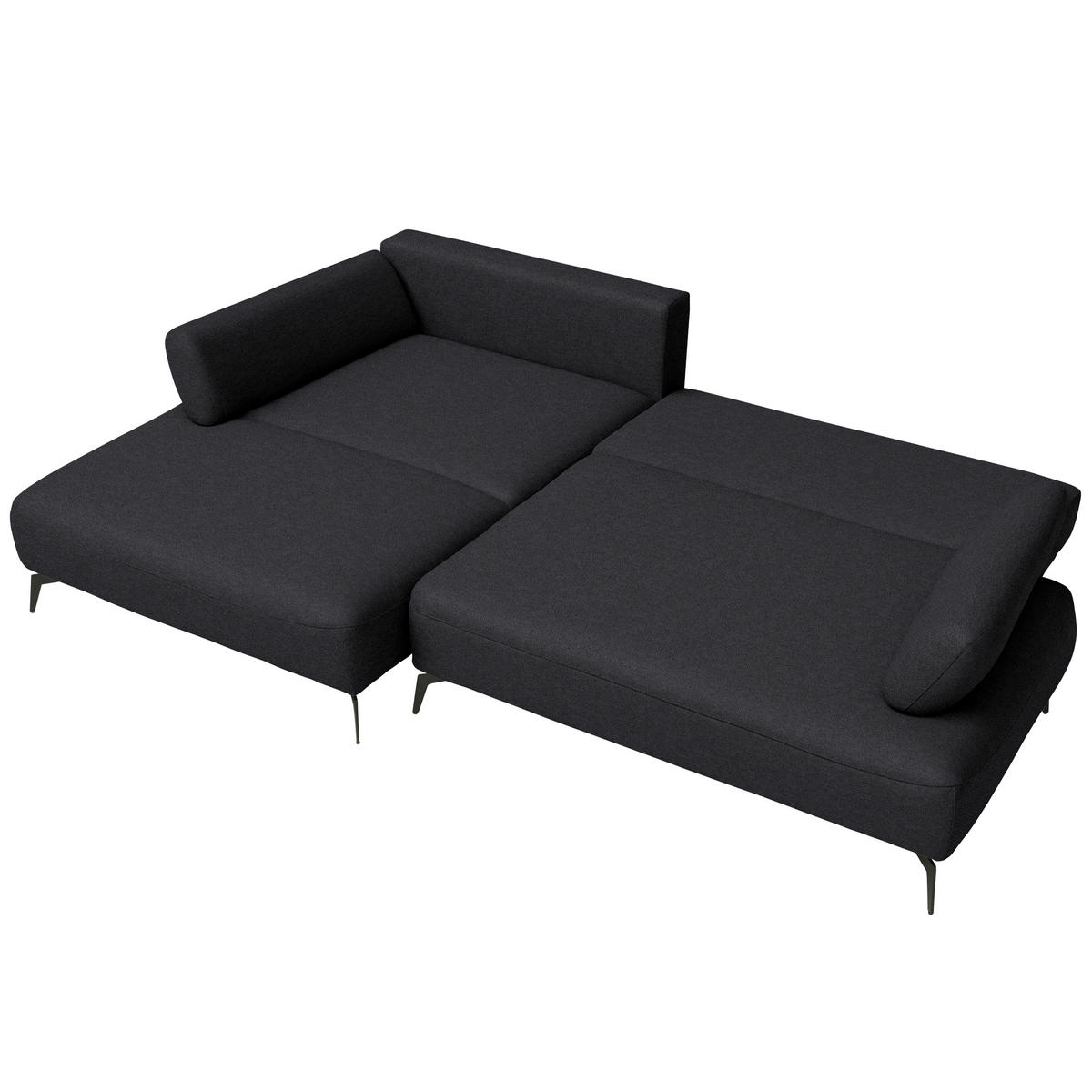 ECKSOFA Struktur Anthrazit  - Anthrazit/Schwarz, Design, Textil/Metall (186/284cm) - Lomoco