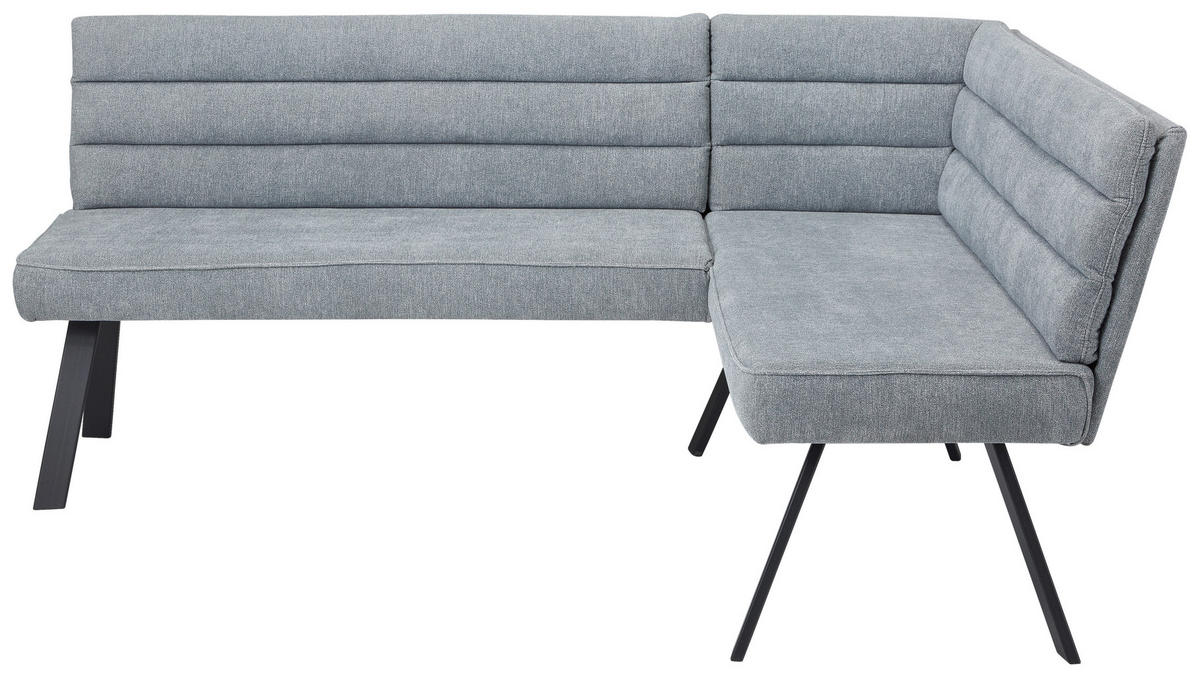 ECKBANK Metall, Textil Blau, Grau, Schwarz  - Blau/Schwarz, Design, Textil/Metall (195/155cm) - Cantus