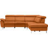 ECKSOFA in Flachgewebe, Mikrofaser Terracotta  - Beige/Terracotta, Design, Textil/Metall (271/239cm) - Cantus