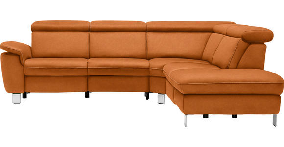 ECKSOFA in Flachgewebe, Mikrofaser Terracotta  - Beige/Terracotta, Design, Textil/Metall (271/242cm) - Cantus