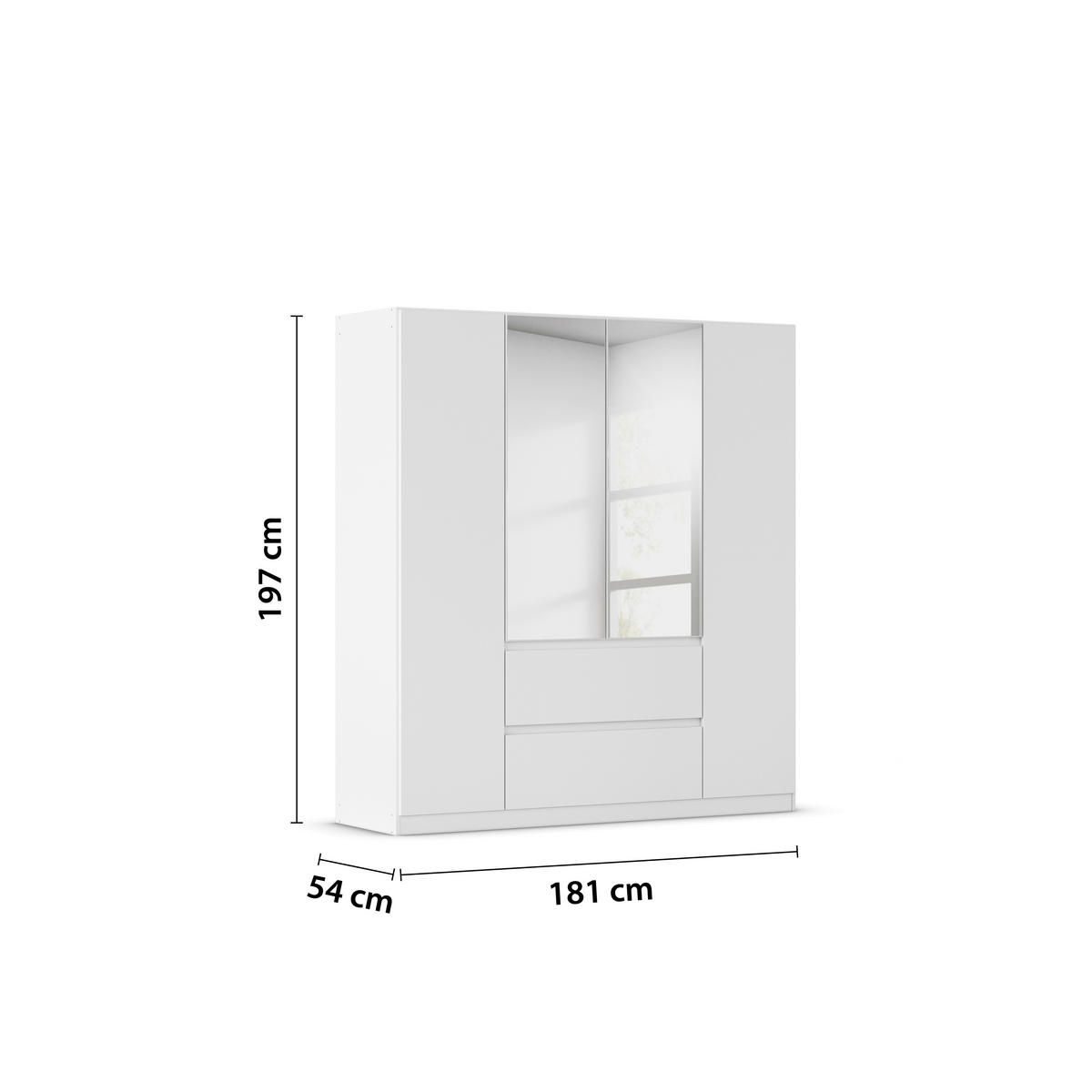 Nidda B: 181 cm Weiß 181/197/54 cm 4-türig Weiß, Silberfarben  - Silberfarben/Weiß, Basics, Holzwerkstoff (181/197/54cm) - Rauch Möbel