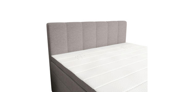 BOXSPRINGBETT 140/200 cm,  in Hellgrau, gepolstertes Kopfteil, Bettkasten, Topper, Matratzen, H2 + H3 = mittel + fest  - Hellgrau/Schwarz, KONVENTIONELL, Kunststoff/Textil (140/200cm) - Esposa