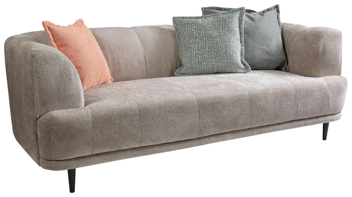 3-SITZER-SOFA in Flachgewebe Taupe  - Taupe/Schwarz, Design, Textil/Metall (226/77/106cm) - MID.YOU