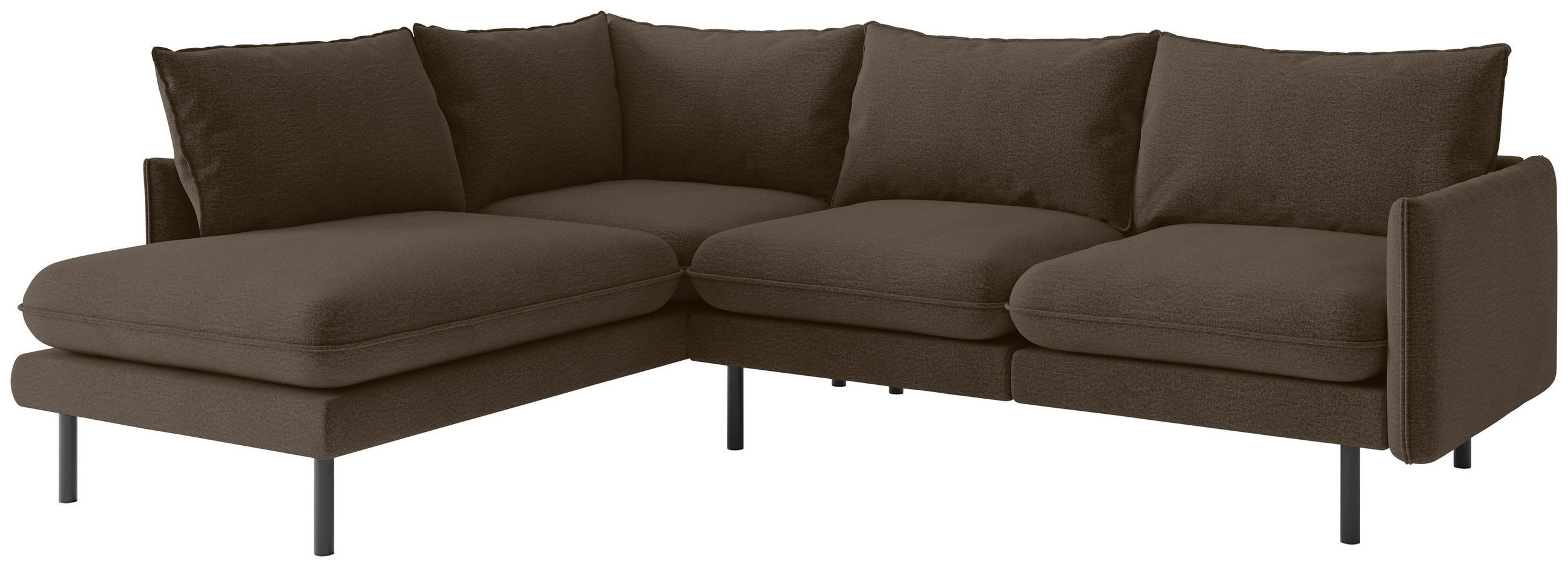 ECKSOFA in Flachgewebe Braun  - Schwarz/Braun, Design, Textil (204/267cm) - Livetastic