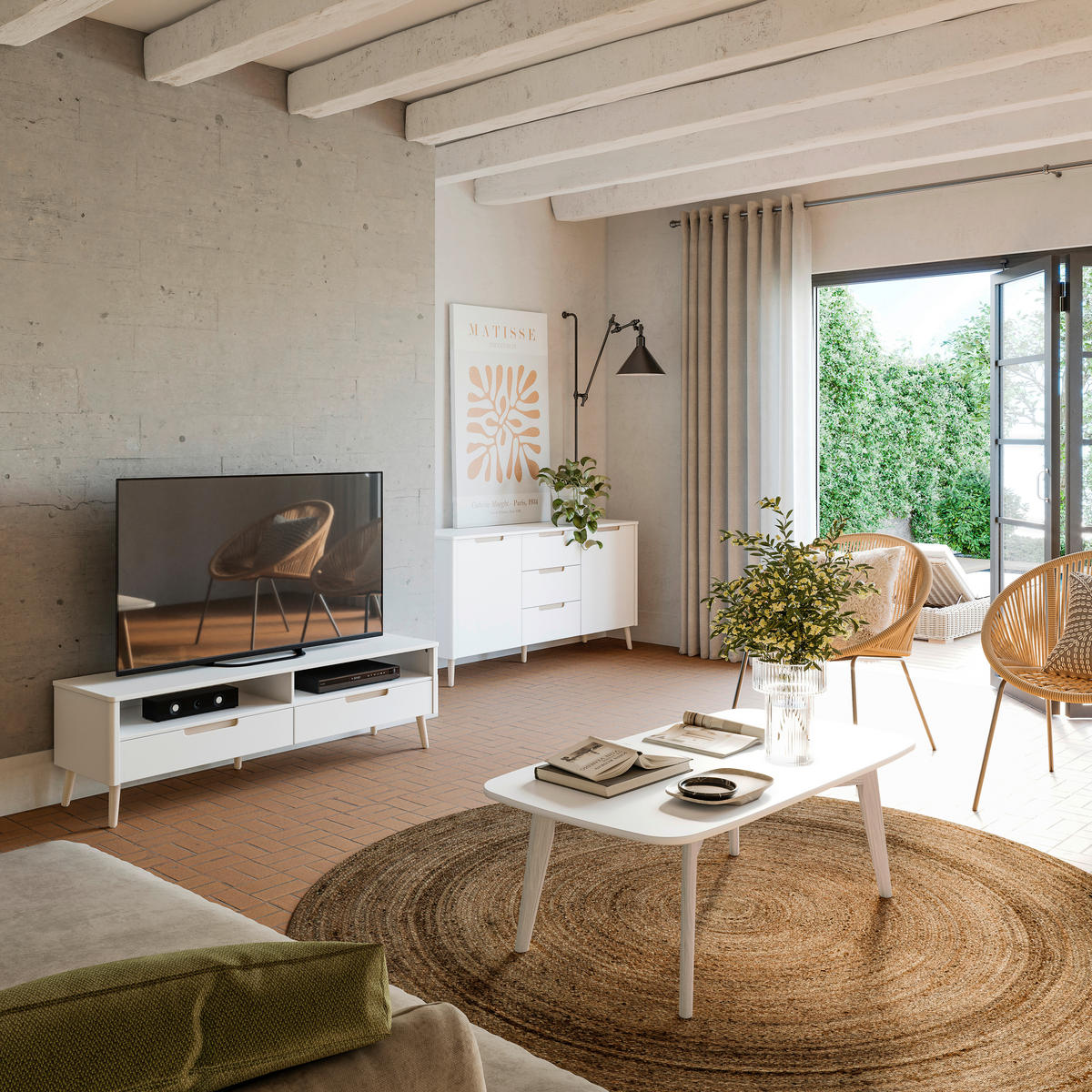 LOWBOARD 150,5/45/42 cm  - Weiß, KONVENTIONELL, Holz/Holzwerkstoff (150,5/45/42cm) - MID.YOU