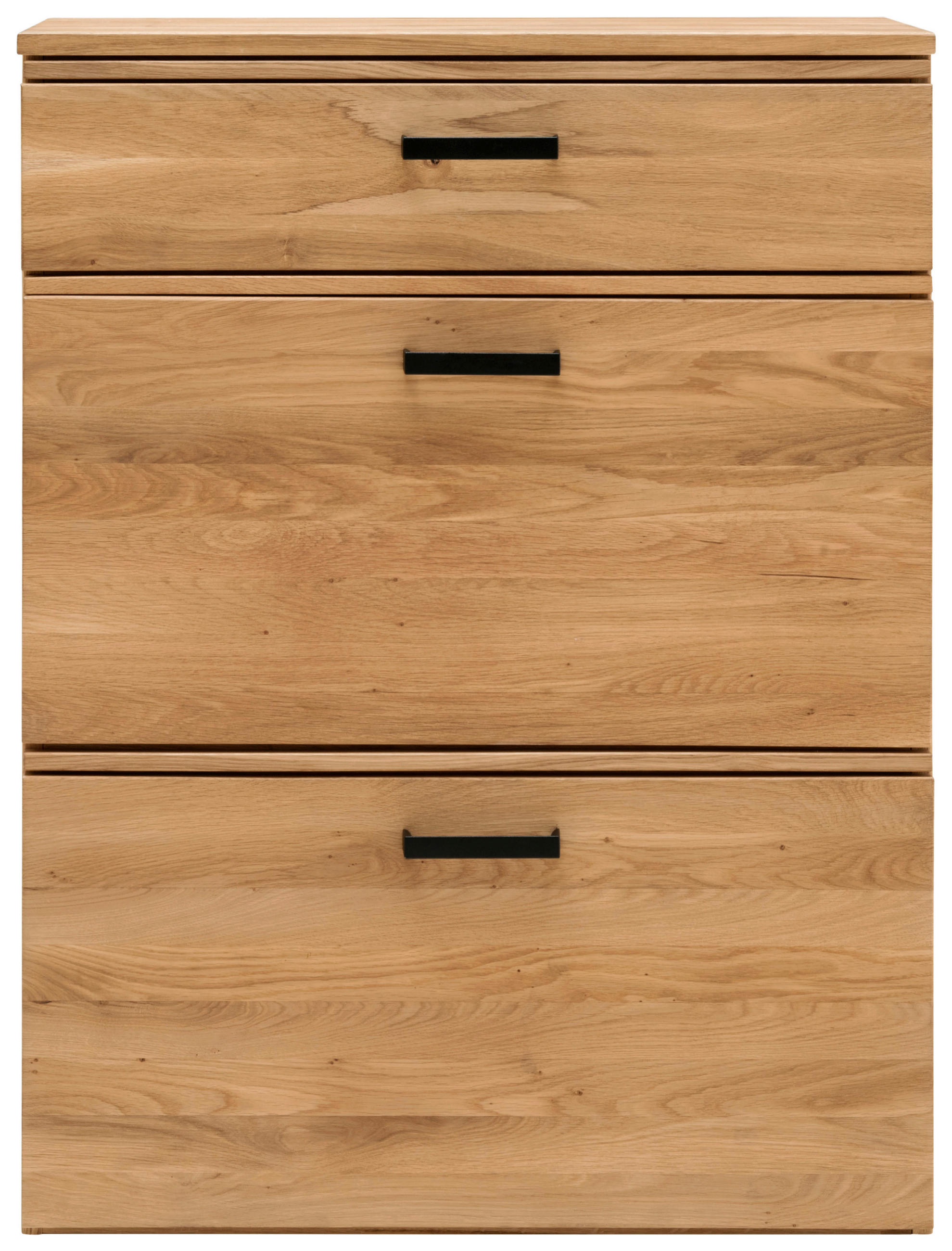 SCHUHSCHRANK Wildeiche massiv, Hartholz Eichefarben - Eichefarben/Schwarz, MODERN, Holz/Metall (80/109/39cm)