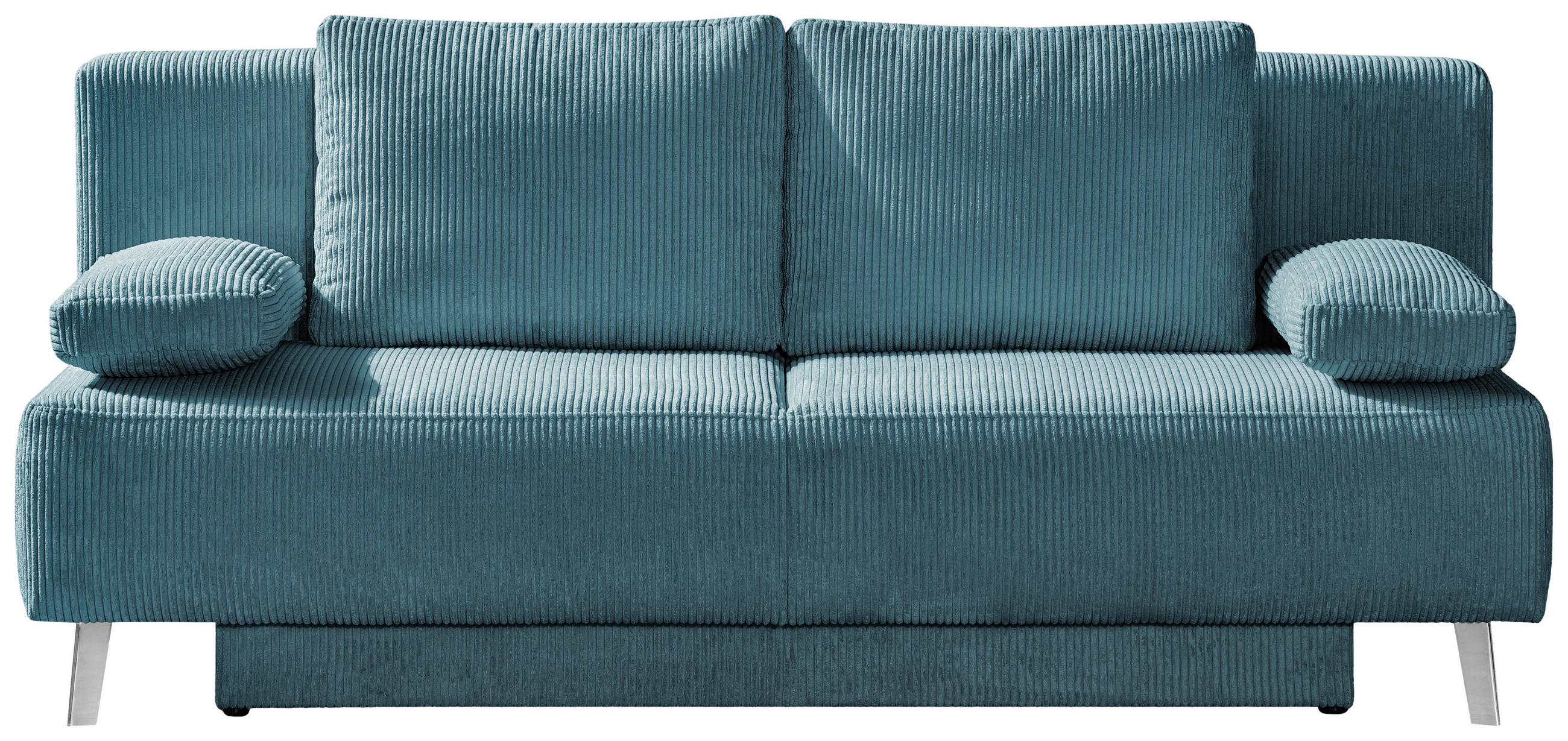 SCHLAFSOFA Spicy Cord Petrol  inkl. Rückenkissen, Armlehnenkissen, Bettkasten, Schlaffunktion  - Petrol, MODERN, Textil/Metall (193/85/88cm) - Novel