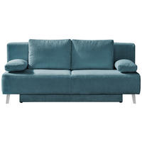 SCHLAFSOFA Spicy Cord Petrol  inkl. Rückenkissen, Armlehnenkissen, Bettkasten, Schlaffunktion  - Petrol, MODERN, Textil/Metall (193/85/88cm) - Novel
