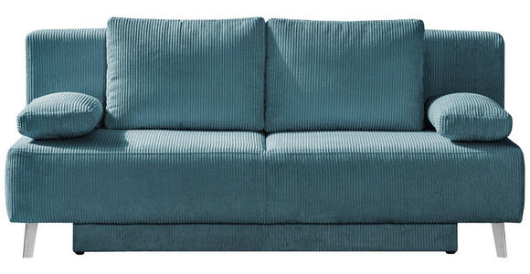 SCHLAFSOFA Spicy Cord Petrol  inkl. Rückenkissen, Armlehnenkissen, Bettkasten, Schlaffunktion  - Petrol, MODERN, Textil/Metall (193/85/88cm) - Novel