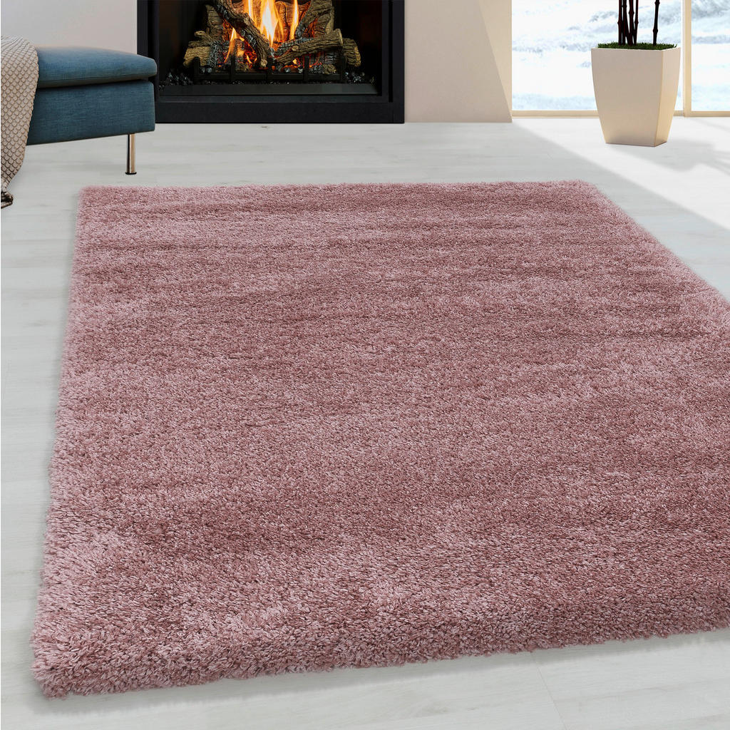 Thumbnail - Novel Hochflorteppich Fluffy 3500 Rosa, Rosa, Textil, Uni, rechteckig, 160x230 cm, Oeko-Tex® Standard 100, für Fußbodenh...