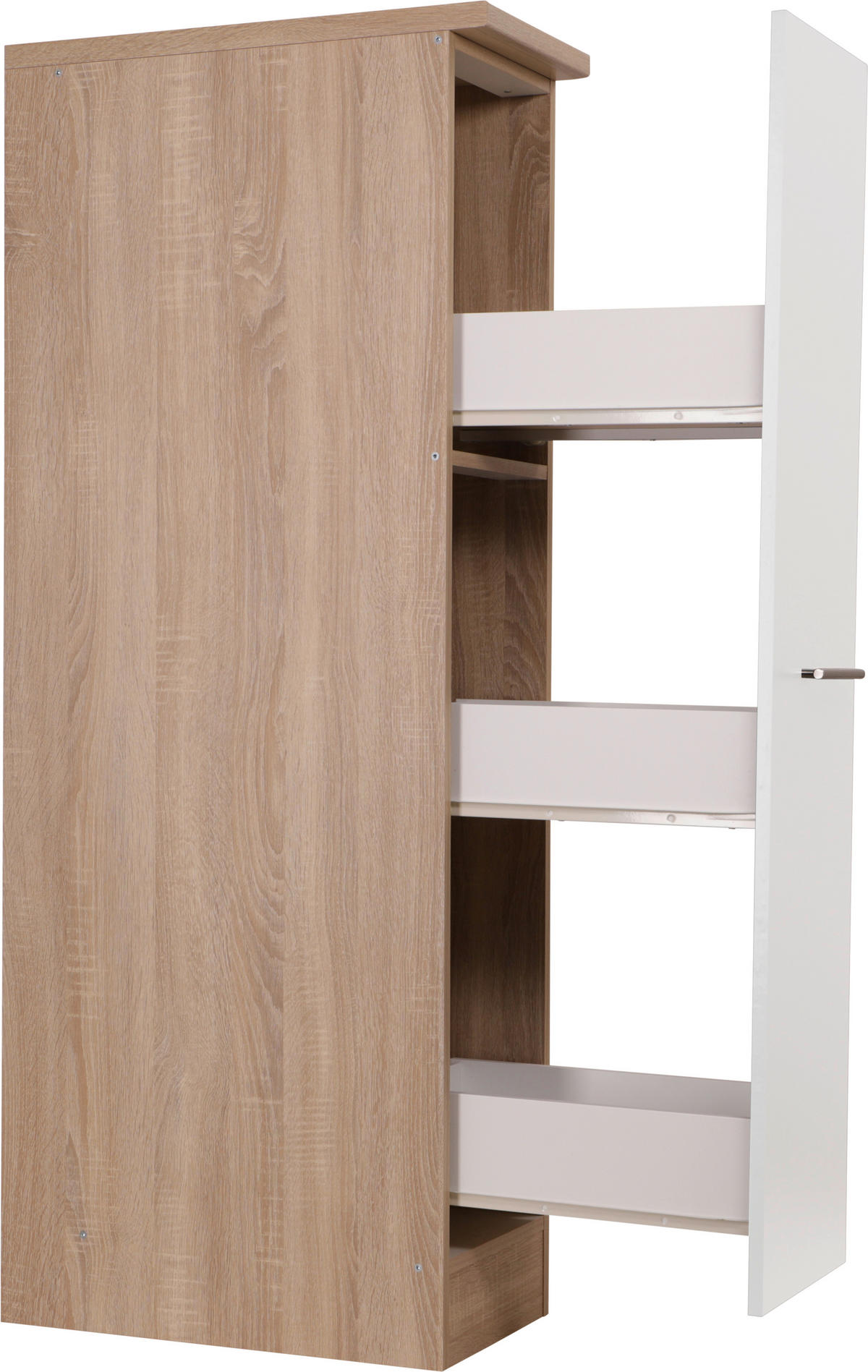 APOTHEKERSCHRANK 30/144,8/60 cm  in Weiß, Eichefarben  - Eichefarben/Silberfarben, Basics, Holzwerkstoff/Metall (30/144,8/60cm) - Respekta