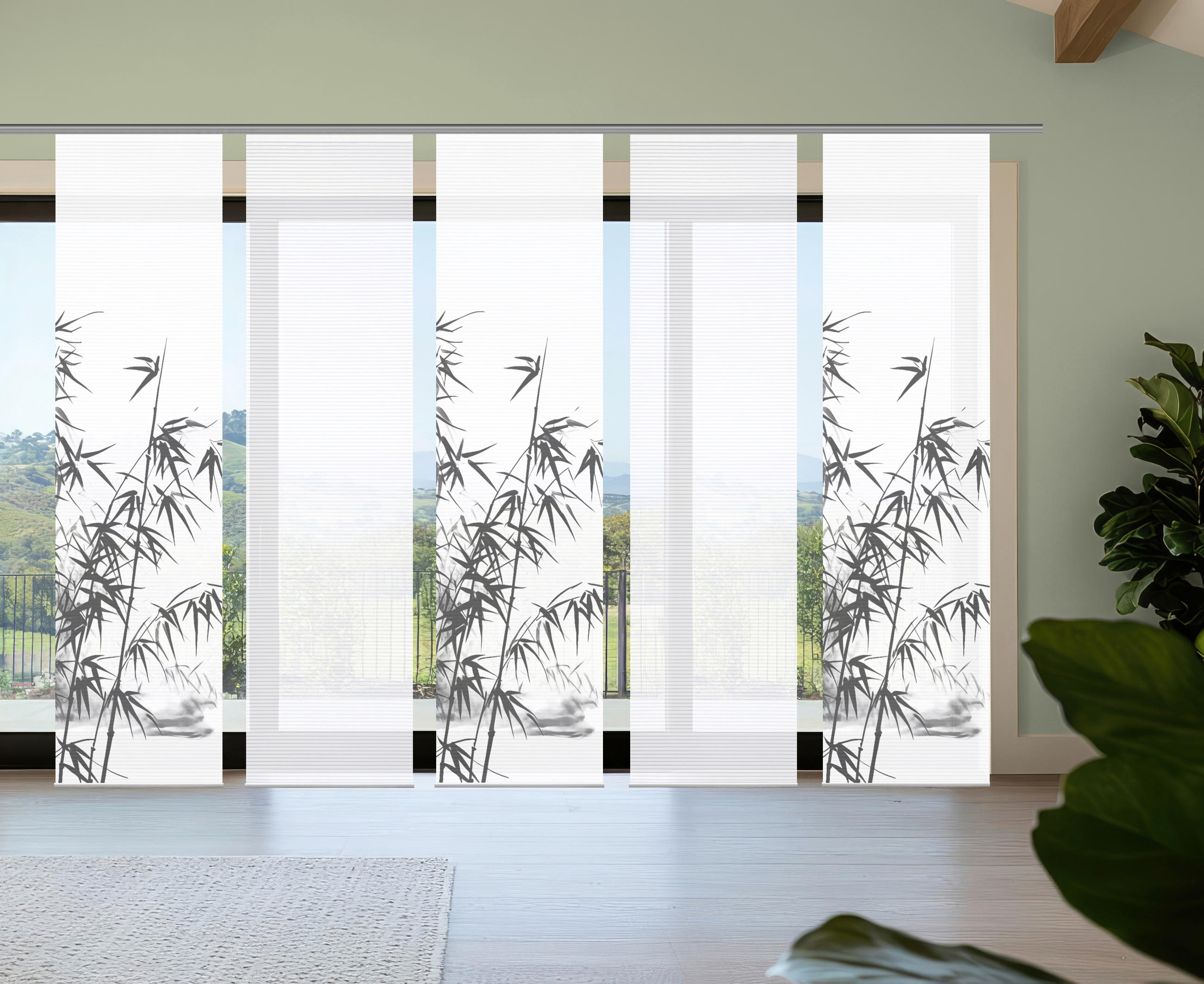 FLÄCHENVORHANG  5 Stück  blickdicht  60/245 cm   - Grau Hochglanz/Weiß, Natur, Textil (60/245cm)