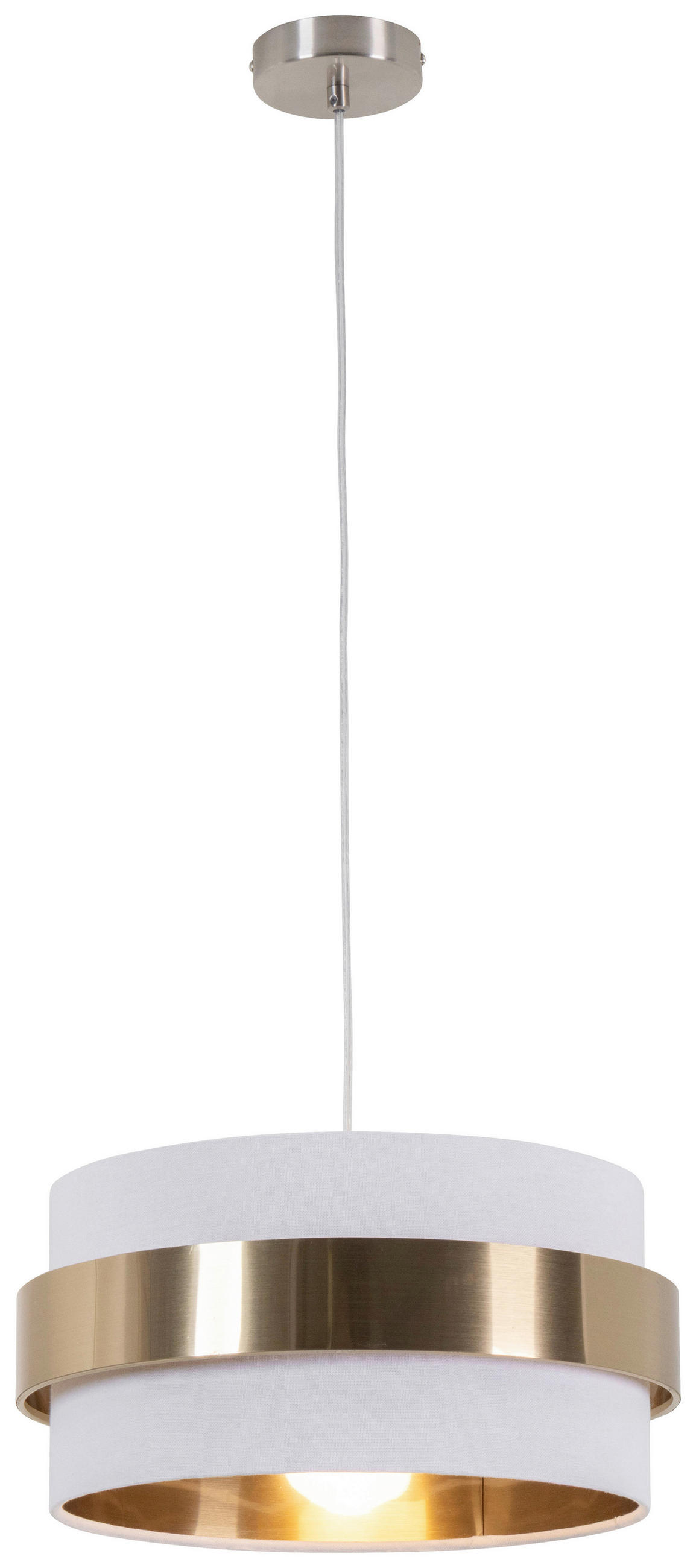 HÄNGELEUCHTE 37/120 cm   - Goldfarben/Weiß, MODERN, Kunststoff/Textil (37/120cm) - Novel