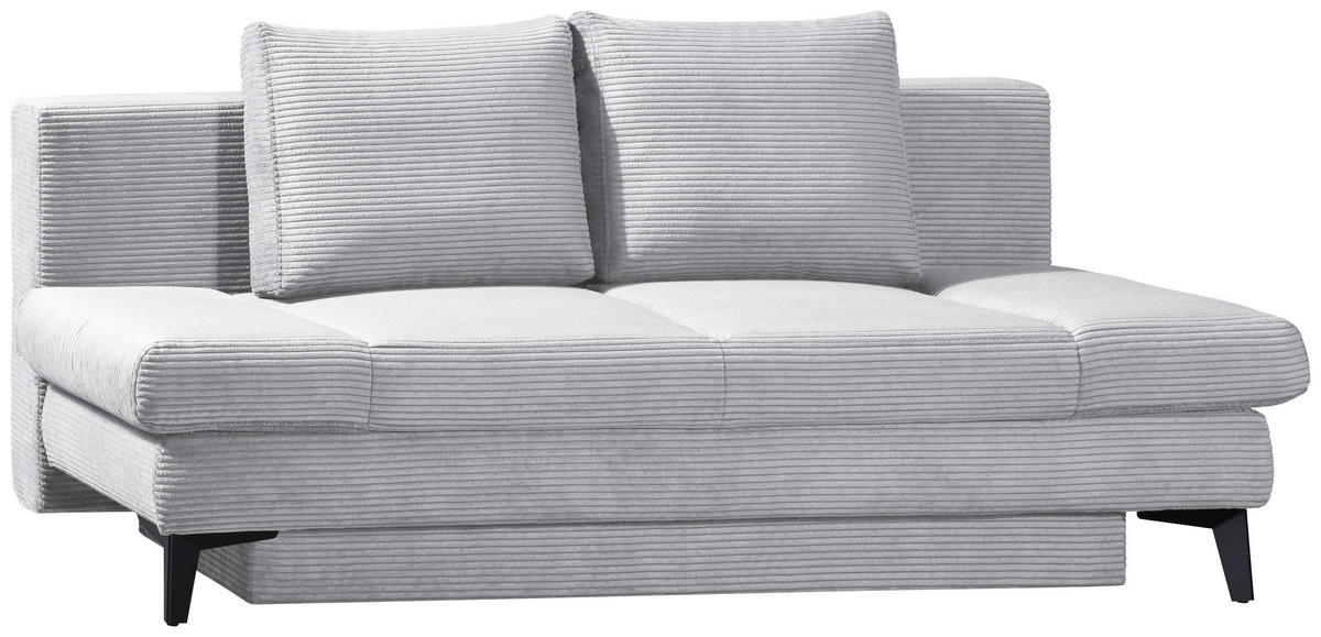 SCHLAFSOFA Cord Hellgrau  inkl. Bettkasten, Schlaffunktion, Armteilverstellung  - Hellgrau/Schwarz, Design, Textil/Metall (200/85/90cm) - Novel