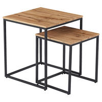 SADA STOLKŮ, barvy dubu - černá/barvy dubu, Design, kov/kompozitní dřevo (35-45/35-45/40-50cm) - Ti'me