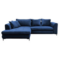 ECKSOFA in Velours Royalblau  187/277 cm  - Blau/Royalblau, Design, Textil/Metall (187/277cm) - Livetastic