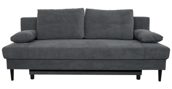 SCHLAFSOFA mit Rücken echt, Schlafen auf Sitzhöhe, Liegefunktion Webstoff Dunkelgrau - Dunkelgrau/Schwarz, KONVENTIONELL, Holz/Kunststoff (199/88/88cm) - Carryhome