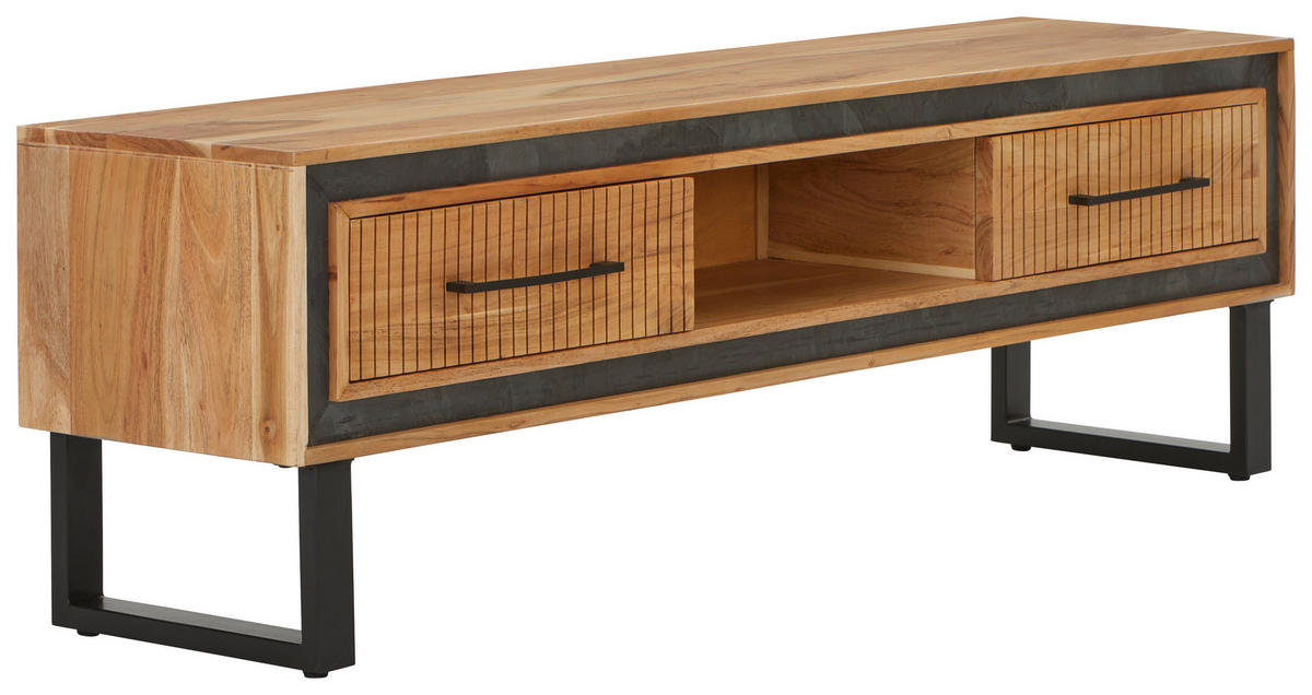 LOWBOARD  in 160/50/40 cm  - Schwarz/Akaziefarben, LIFESTYLE, Holz/Stein (160/50/40cm) - MID.YOU