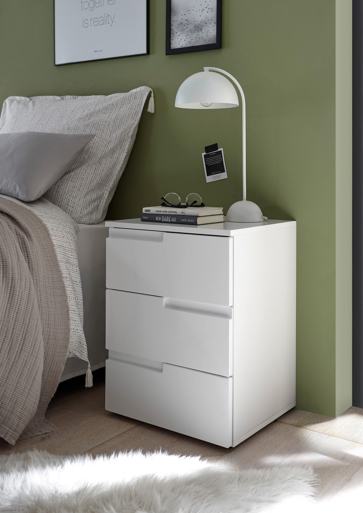 NACHTSCHRANK 46,2/60,9/40 cm  - Weiß Hochglanz/Schwarz, MODERN, Holzwerkstoff/Kunststoff (46,2/60,9/40cm)