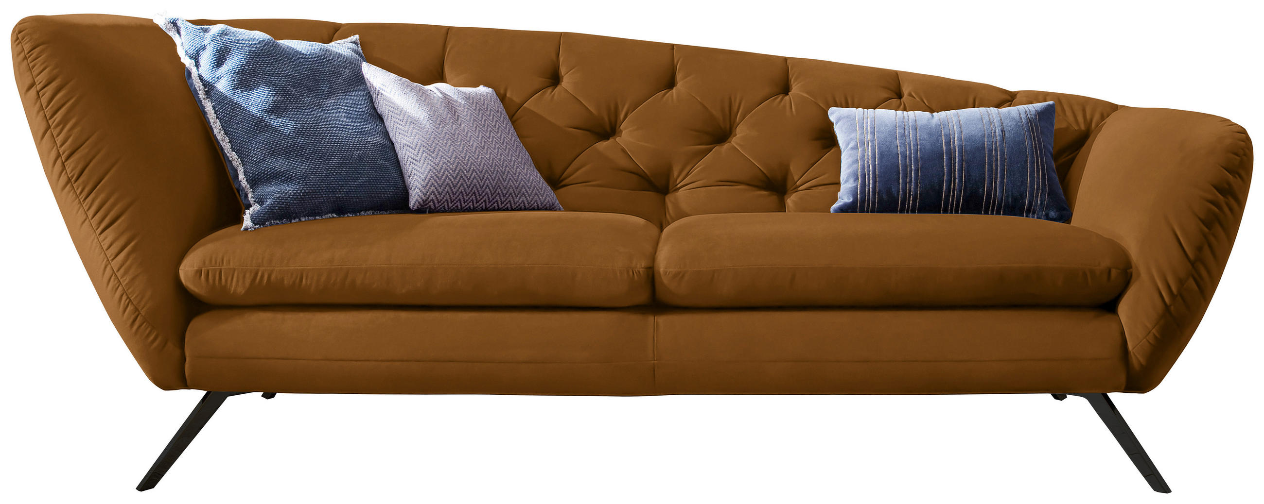 CHESTERFIELD-SOFA  in Mikrofaser Gelb, Orange  - Gelb/Schwarz, Design, Textil/Metall (223/84/90cm) - Pure Home Lifestyle