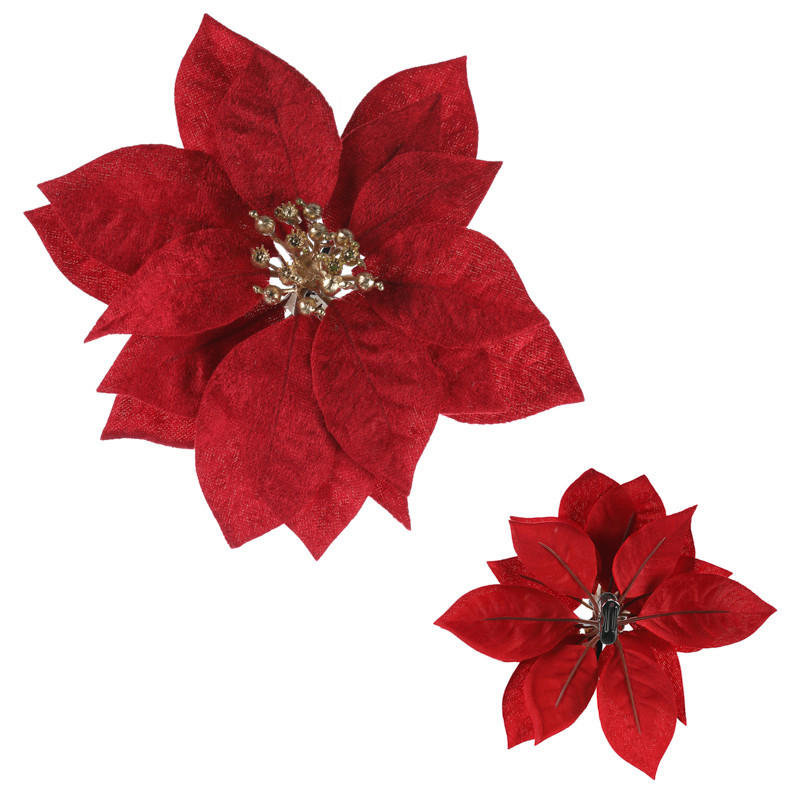 UMELÝ KVET 20 cm - biela/červená, Basics, textil (20cm)