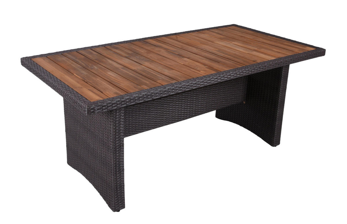 GARTENTISCH 180/90/75 cm Holz, Metall, Kunststoff rechteckig  - Schwarz, Basics, Holz/Kunststoff (180/90/75cm) - Gardenson