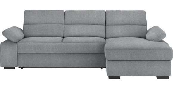 ECKSOFA in Webstoff Grau  - Dunkelbraun/Grau, KONVENTIONELL, Kunststoff/Textil (258/166cm) - Cantus