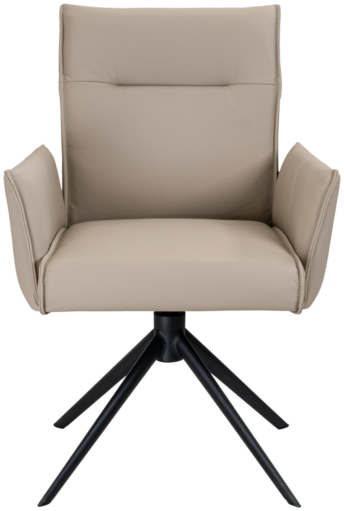 ARMLEHNSTUHL  Sitzfläche 360° drehbar  Echtleder  Beige  - Beige/Schwarz, Design, Leder/Metall (60/88,5/57,5cm) - Valnatura