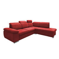 ECKSOFA Rot Mikrofaser  - Chromfarben/Rot, Design, Textil/Metall (283/228cm) - Livetastic