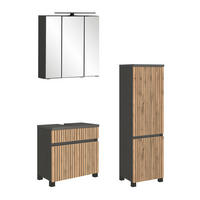 BADEZIMMER  in 100 cm  - Anthrazit/Eiche Wotan, KONVENTIONELL, Glas/Holzwerkstoff (100cm) - Xora