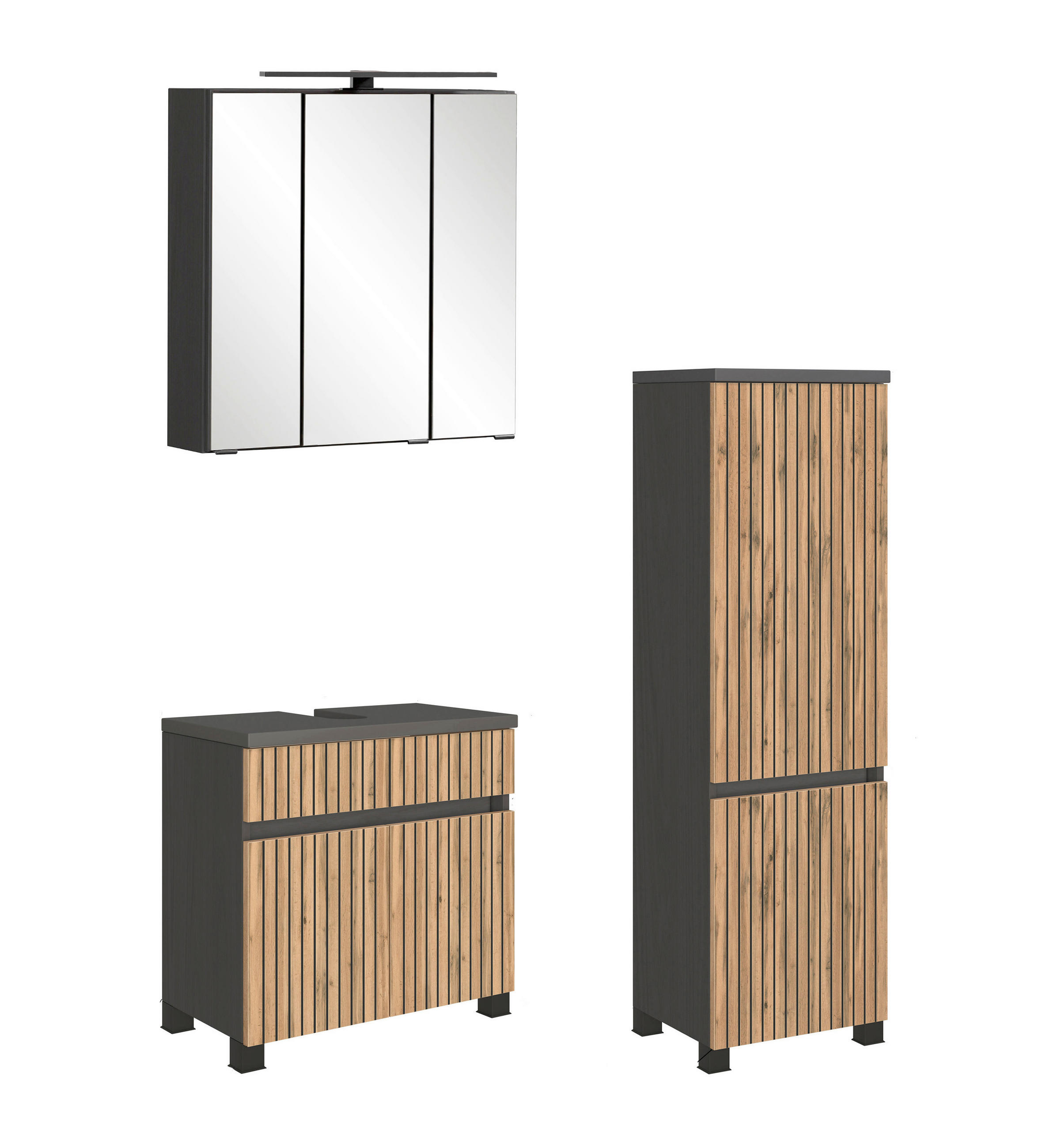Xora Badezimmer Hanoi Graphit, Schwarz, Eiche Wotan 100 cm